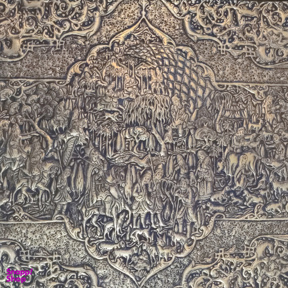 سینی قلمزنی برنجی طرح کاروان پادشاه کد T-1002