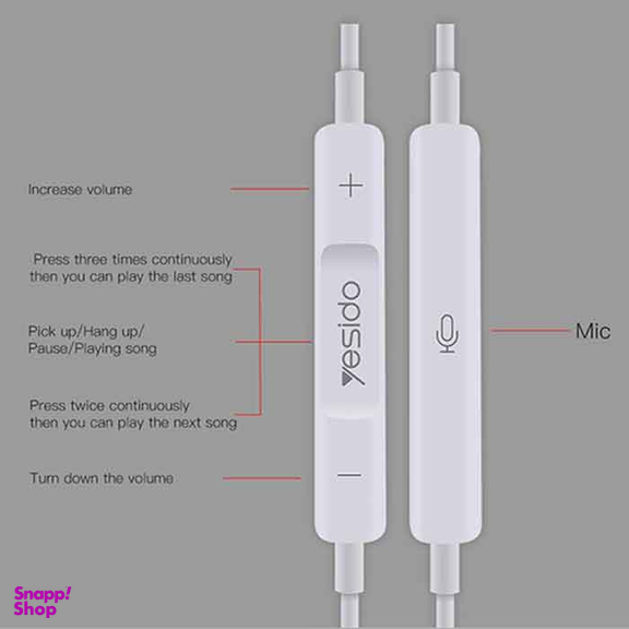 هندزفری سیم دار یسیدو مدل YH09