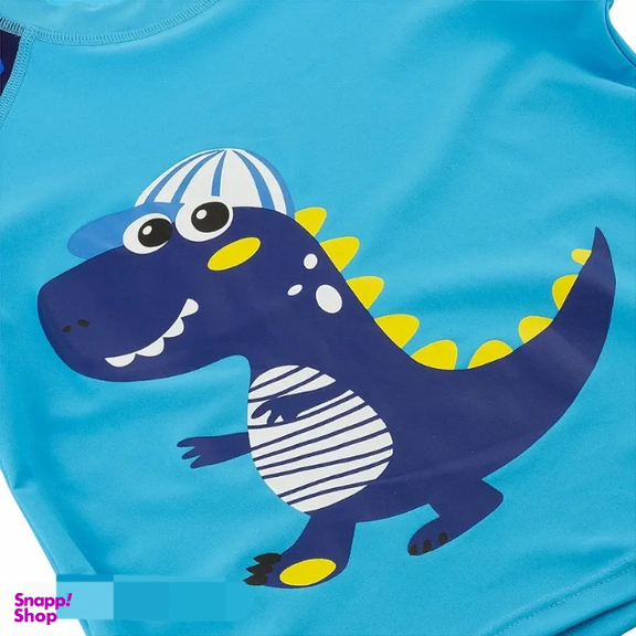 مایو شنا دو تکه پسرانه طرح Dino مدل HMK YY232 به همراه کلاه شنا
