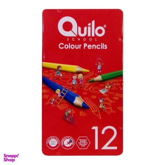 مداد رنگی 12 رنگ جعبه فلزی کوییلو کد Q12-Box Flat