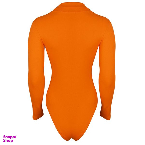 بادی آستین بلند زنانه دکسونری مدل 256004406 یقه دار رنگ نارنجی