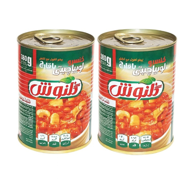 کنسرو لوبیا چیتی با قارچ گلنوش وزن 380 گرم بسته 2 عددی