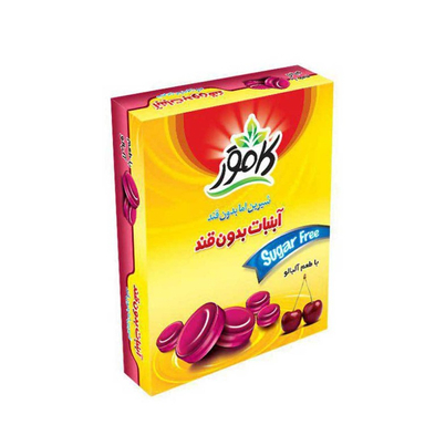 آب نبات شیرین و بدون قند آلبالویی کامور وزن 130 گرم