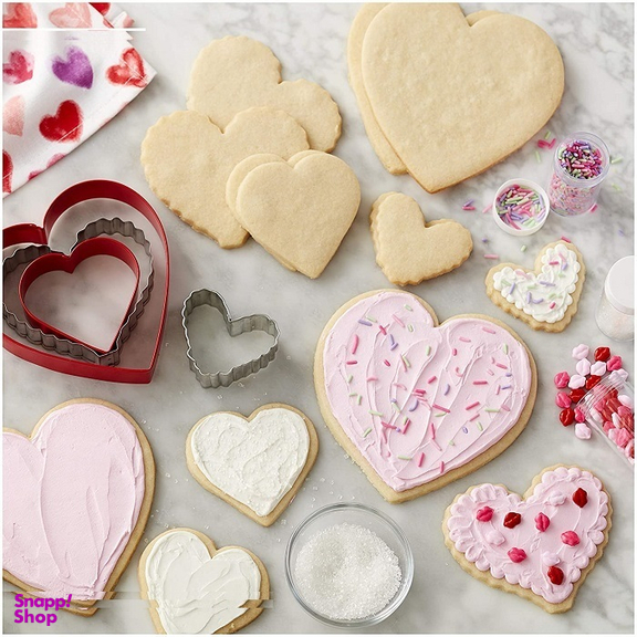 کاتر دو طرفه شیرینی پزی بهگز مدل قلب مجموعه 5 عددی