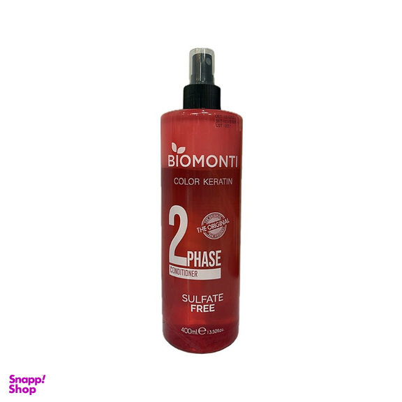 اسپری دو فاز مو بدون سولفات بیومونتی مدل Colored Keratin حجم 400 میلی لیتر
