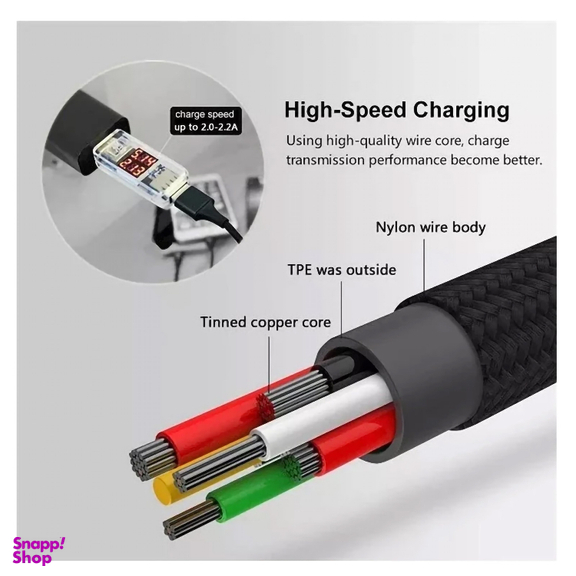 کابل تبدیل USB به Lightning/Type-C/MicroUSB لیتو مدل LD-49 طول 1 متر