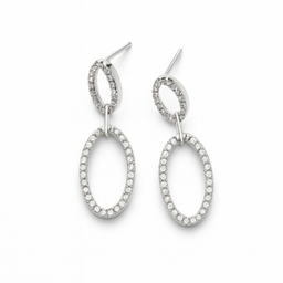 گوشواره نقره زنانه مدل بیضی کد 136677