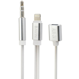 کابل 3 کاره Jack 3.5mm به Lightning باوین مدل AUX-24 طول 1.2 متر