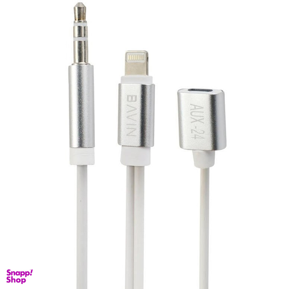 کابل 3 کاره Jack 3.5mm به Lightning باوین مدل AUX-24 طول 1.2 متر