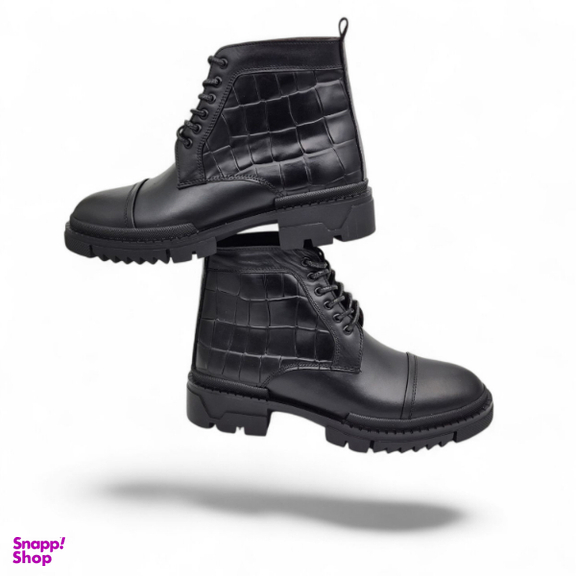 نیم بوت مردانه چرم ریباری مدل Z31 رنگ مشکی