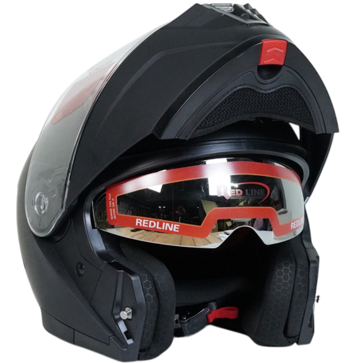 کلاه کاسکت فک متحرک رد لاین کد 960 رنگ مشکی مات به همراه کاور