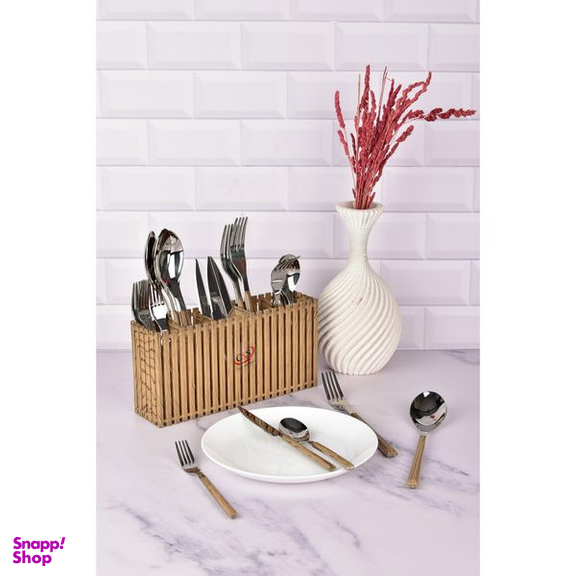 سرویس قاشق و چنگال 31 پارچه سی اند اس طرح چوبی