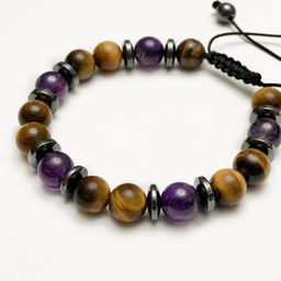 دستبند اسپرت مدل آمتیست و چشم ببر سورا کد B005