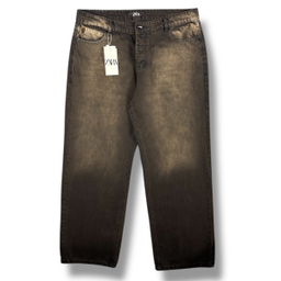 شلوار بگ سایز بزرگ طرح ZARA کد 3287 رنگ زغالی قهوه ای