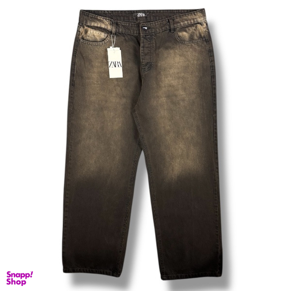 شلوار بگ سایز بزرگ طرح ZARA کد 3287 رنگ زغالی قهوه ای