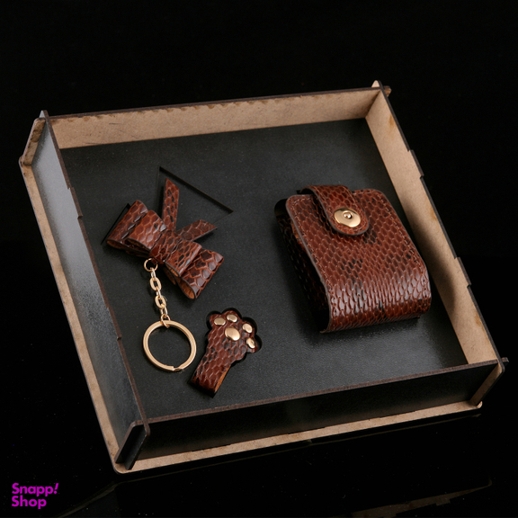 ست هدیه زنانه چرم یلسان مدل مانا کد ARS-HSG-MRV-105-asl رنگ عسلی