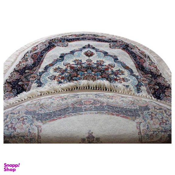 فرش ماشینی مدل بیضی طرح نیلا زمینه کرم