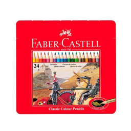مداد رنگی 24 رنگ فابر کاستل جعبه فلزی مدل Classic