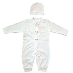 ست سرهمی و کلاه نوزادی مدل gool رنگ سفید