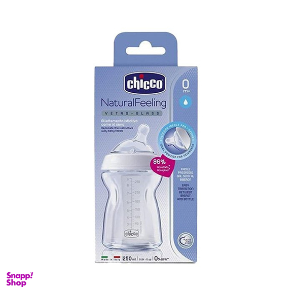 شیشه شیر پیرکس چیکو  مدل natural feeling گنجایش 250 میلی لیتر
