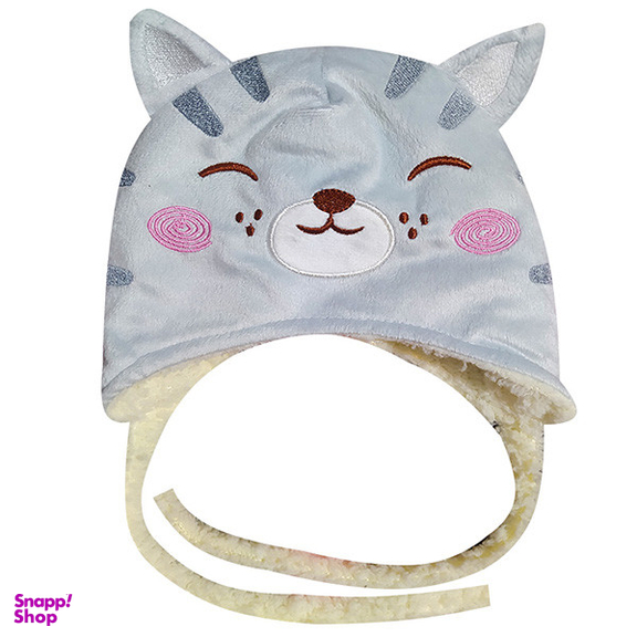 کلاه نوزادی آلیس مدل گربه کد Ab1 رنگ طوسی