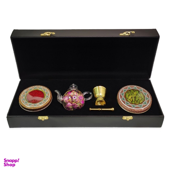 پک هدیه زعفران و هل ستاره زعفرانیه مدل گل آرا