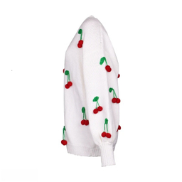 ژاکت زنانه گره استایل مدل cherry رنگ سفید