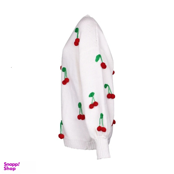 ژاکت زنانه گره استایل مدل cherry رنگ سفید