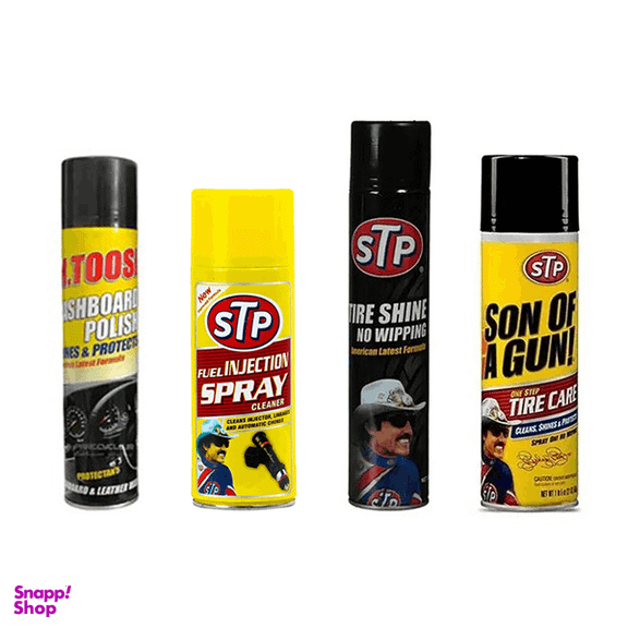 اسپری لاستیک و انژکتورشوی و داشبورد خودرو اس تی پی کد 1843073104 مجموعه 4 عددی