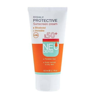 کرم ضد آفتاب بی رنگ با Spf 50 نئودرم حجم 50 میلی لیتر
