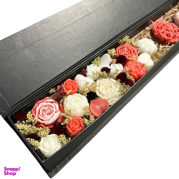 شمع مدل باکس گل رز کد 11002 بسته 17 عددی