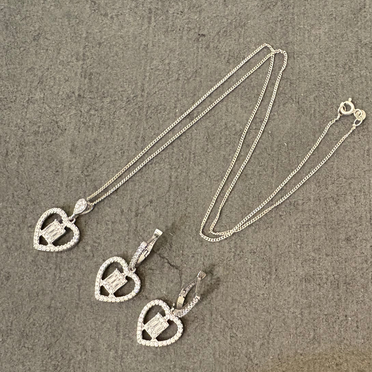 نیم ست نقره زنانه گیرا مدل قلب کد G985