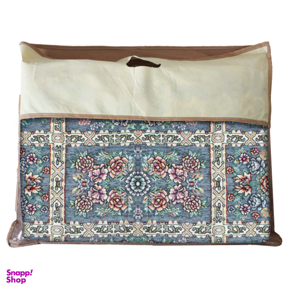 روفرشی مخمل طرح خشتی زمینه طوسی