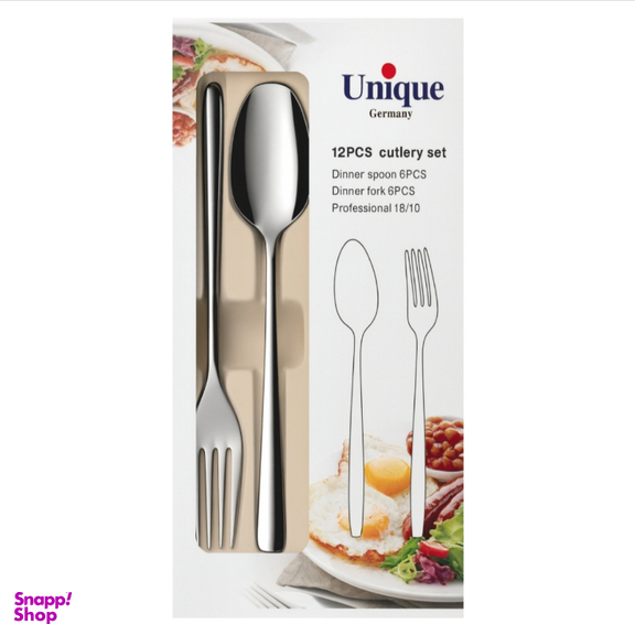 ست قاشق و چنگال 12 پارچه یونیک مدل ناخنی 18/10 کد RAGA