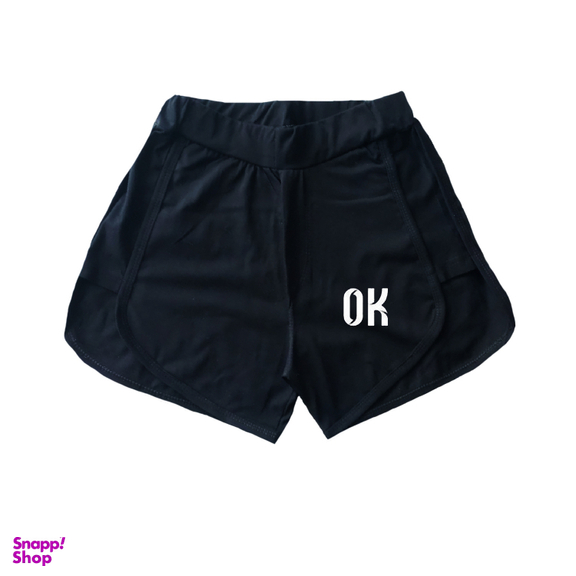 ست نیم تنه و شورتک زنانه طرح OK کد KS7 رنگ مشکی