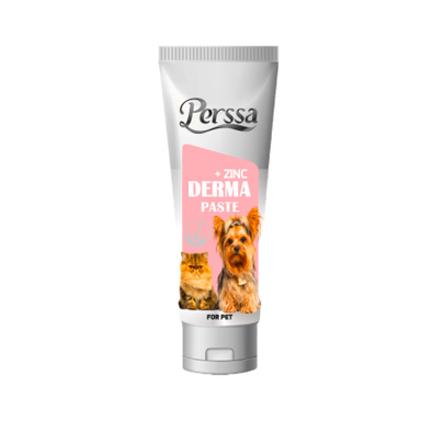 خمیر تقویت پوست مو سگ و گربه پرسا مدل Derma Paste zinc plus وزن 100 گرم