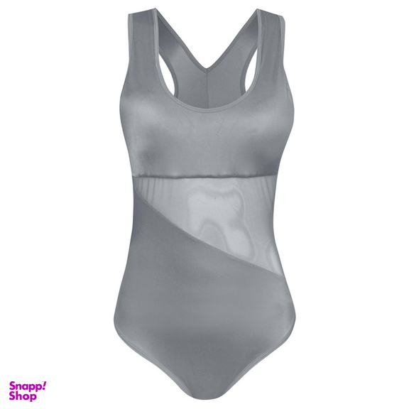 مایو زنانه ماییلدا مدل پددار یک تکه توری کد 4229-705 رنگ طوسی