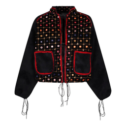 کاپشن زنانه گره استایل مدل یلدا رنگ مشکی