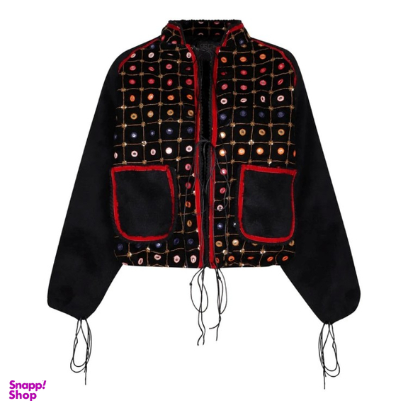 کاپشن زنانه گره استایل مدل یلدا رنگ مشکی