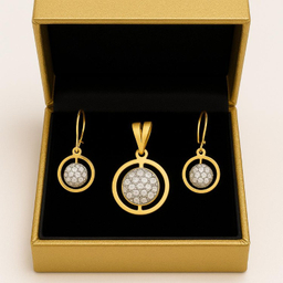 نیم ست طلا 18 زنانه عیار مدل گوی سواروسکی کد Gs1020