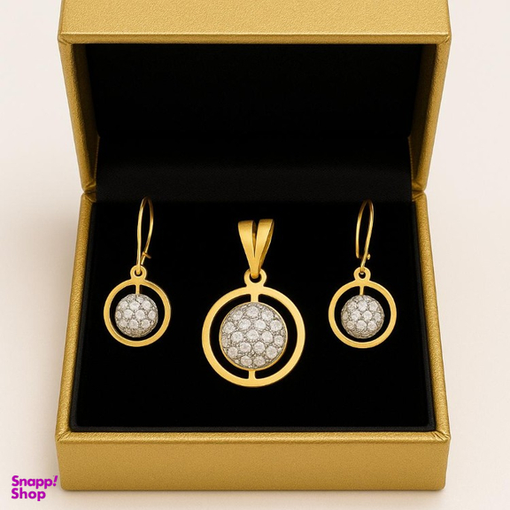 نیم ست طلا 18 زنانه عیار مدل گوی سواروسکی کد Gs1020