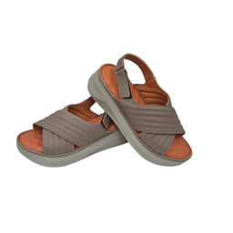 صندل طبی زنانه چرم ریباری مدل R70 رنگ ویزون