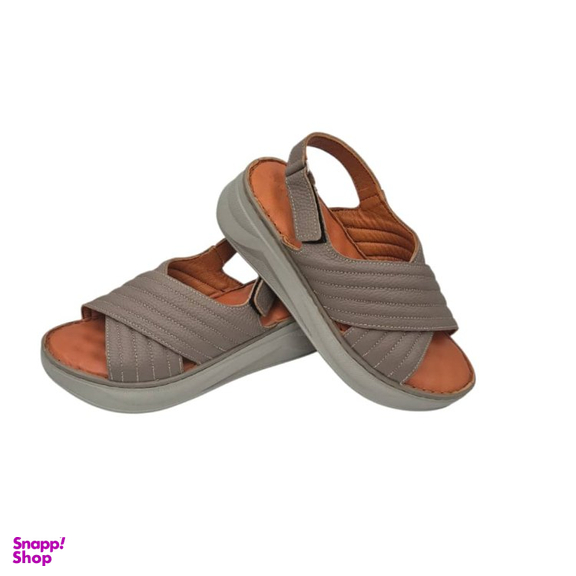 صندل طبی زنانه چرم ریباری مدل R70 رنگ ویزون