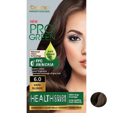 کیت رنگ مو کلینیک کیندی مدل Pro Green شماره N6.0 رنگ بلوند تیره