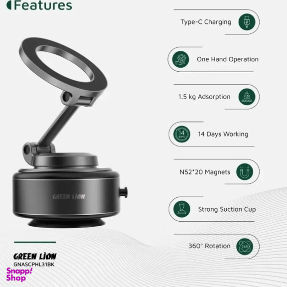 هولدر وکیومی موبایل گرین لاین مدل GX-31 Auto Suction