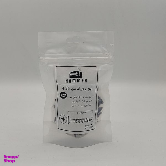 پیچ ام دی اف هامر مدل 4x25mm بسته 100 عددی