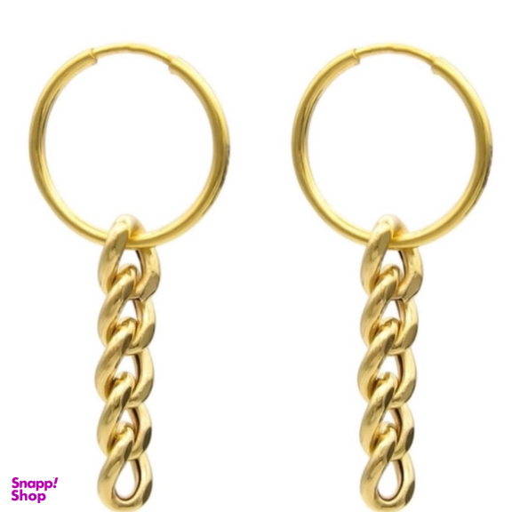 گوشواره طلا 18 عیار زنانه مدل حلقه ای آویز کارتیه