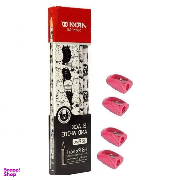 مداد مشکی آریا مدل باوفا به همراه تراش مجموعه 16 عددی