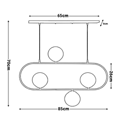 لوستر خطی آرام مدل 4 شعله حباب کروم کد 810