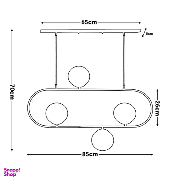 لوستر خطی آرام مدل 4 شعله حباب کروم کد 810